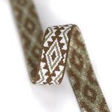 1 inch 25mm Wide Green-Blue and Red/Brown Aztec Pattern Woven Latex-free Elastic Band, Colored Elastic Trim, Elastic Ribbon,  Elastic by 1 Yard