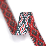 1 inch 25mm Wide Green-Blue and Red/Brown Aztec Pattern Woven Latex-free Elastic Band, Colored Elastic Trim, Elastic Ribbon,  Elastic by 1 Yard