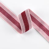 1 1/4 inch 30mm Shiny Gold Glitter Pink and Red Stripe elastic band- 1 yard