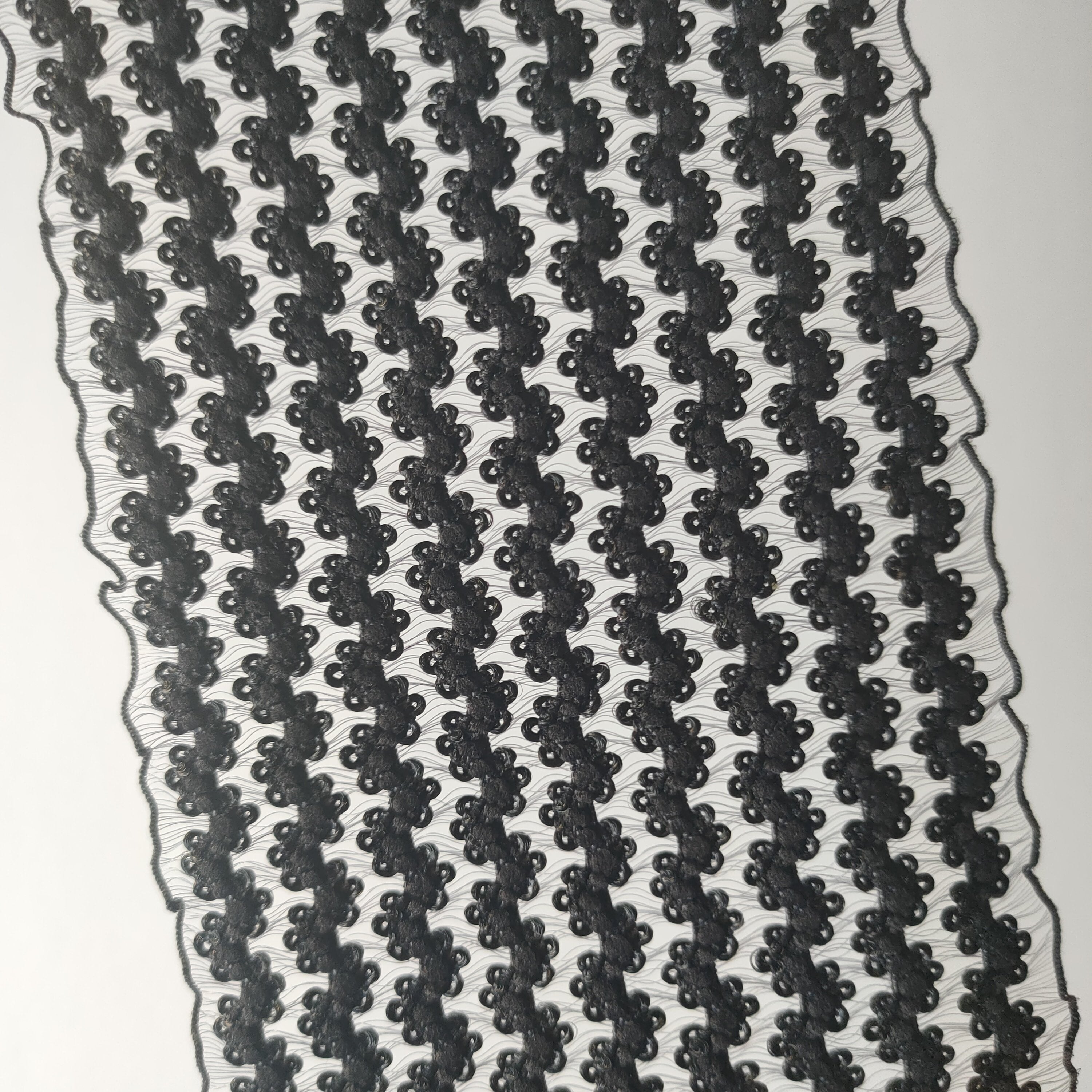 3.38 inch 86mm Exquisite Special Texture Embroidery Jacquard Soft Black Elastic Band ,Elastic Trim, Sewing Elastic 64030- 1 yard