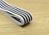 1"( 25mm) wide Black Stripes Comfortable Plush White Elastic,Waistband Elastic,Soft Elastic, Elastic Band,Sewing Elastic By the Yard - strapcrafts