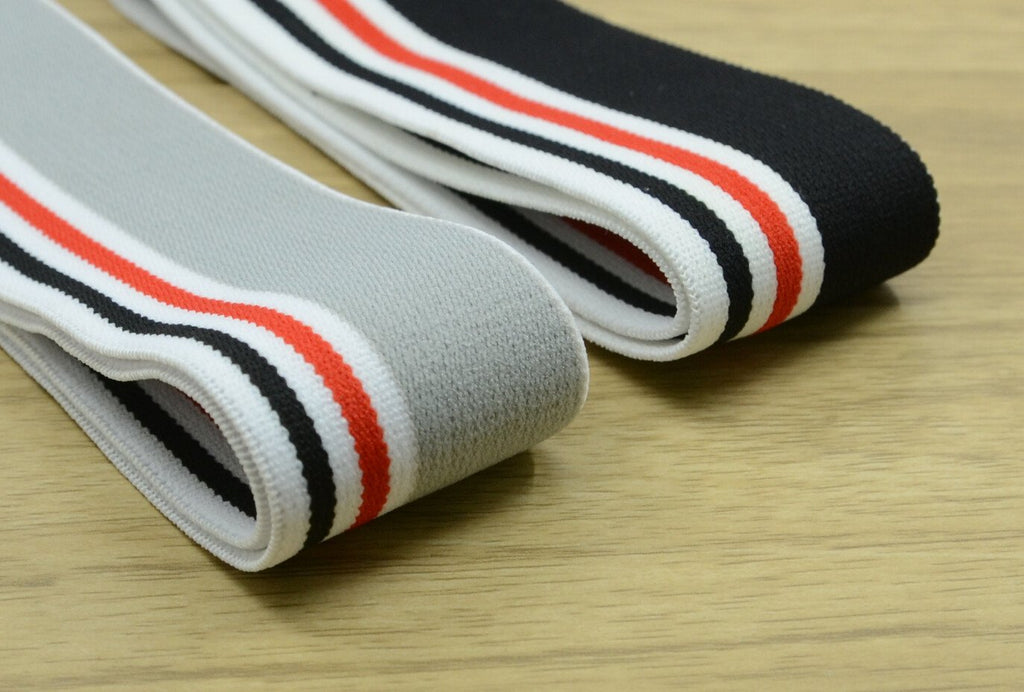 1.5 inch (40mm) Wide Colored Plush Striped Elastic Band, Waistband Elastic, Sewing Elastic