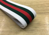 1.5 inch (40mm) Wide Colored Plush White,Green and Red Stripe Soft Elastic Band - strapcrafts
