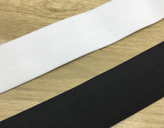 2 inch (50mm) Heavy Stretch Black and White Knit Elastic Band - strapcrafts