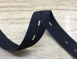 3/4" 20mm Wide Black Buttonhole Elastic band -5 Yards - strapcrafts