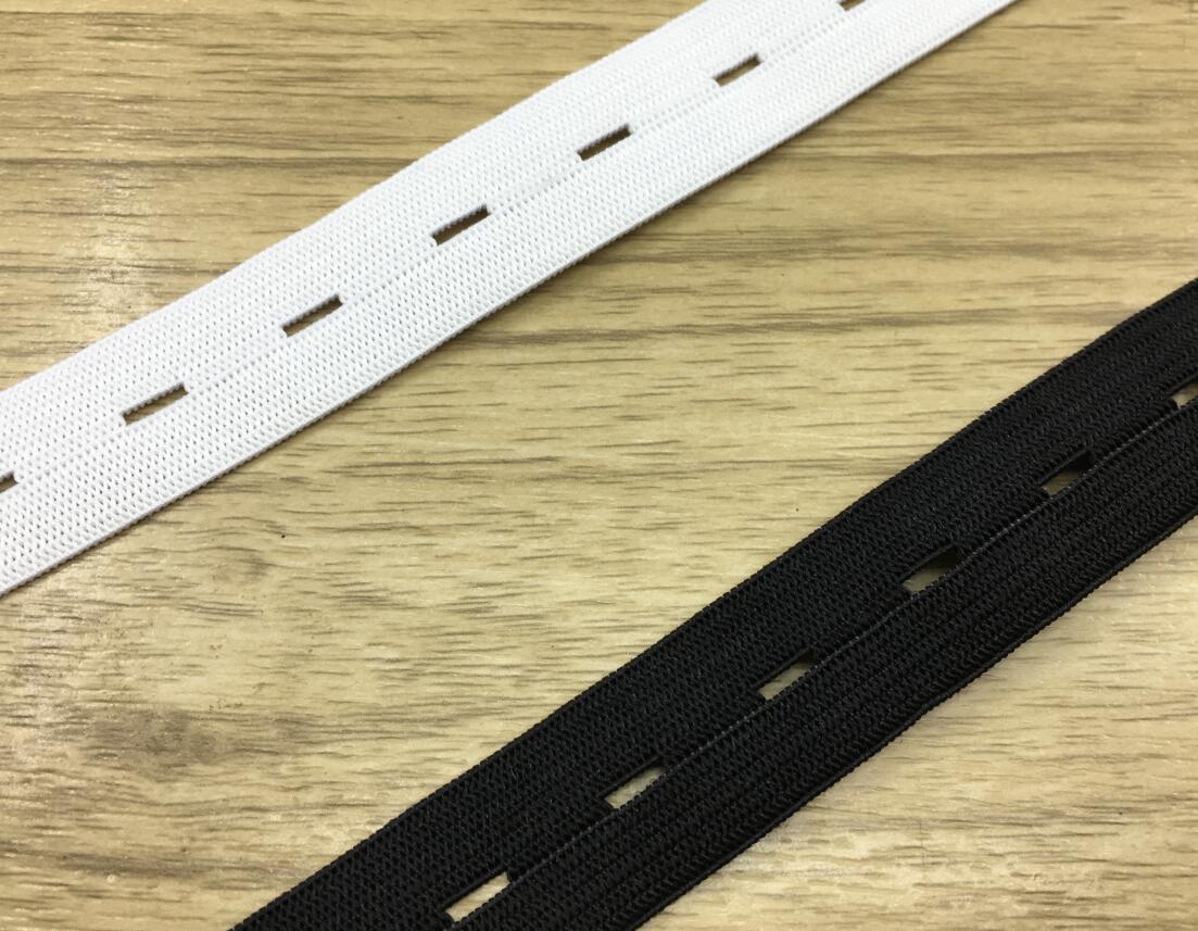 3/4" 20mm Wide Black Buttonhole Elastic band -5 Yards - strapcrafts