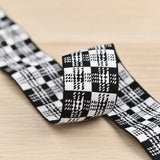 1.5 inch (40 mm) Wide White Black Plaid Elastic - 1 Yard