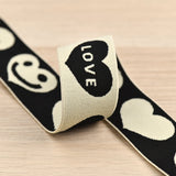 1.5 inch (40 mm) Wide Green/Cream Color and Black Smile Elastic Band- 1 Yard