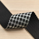 2.36 inch (60mm) Wide Silver/Gold Plaid Black Elastic Band - 1 Yard