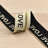 1.5 inch (40 mm) Wide Black/Beige Love Elastic Band- 1 Yard