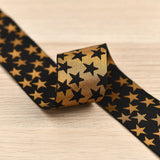 1.5 inch (40 mm) Wide Silver/Brown and Black Stars Elastic Band- 1 Yard