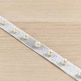 0.75 inch 20mm Silver Glitter Pearls Elastic Band , Colored Elastic Trim, Elastic Ribbon,  Elastic by the Yard,