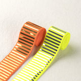 1.5 inch (38 mm) Wide Orange/Yellow Gold/Silver Sparkly Stripe Elastic Band- 1 Yard