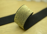 Glitter Elastic, 1.5 inch 38mm Silver and Gold Glitter in Black Elastic - strapcrafts