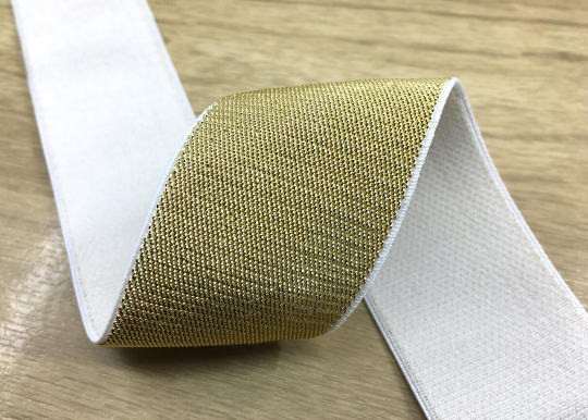 1.5 inch (38mm) Wide Soft Silver and Gold Glitter Elastic Bands, Waistband  Elastic