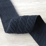2.36 inch (60mm) Wide Soft Black Jacquard Striped Elastic Band - 1 Yard - strapcrafts