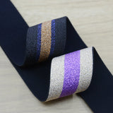 1 1/2 inch 40mm Wide  Glitter Striped Elastic Band , Colored Elastic Trim, Elastic Ribbon,  Elastic by the Yard, Sewing Elastic - strapcrafts