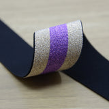 1 1/2 inch 40mm Wide  Glitter Striped Elastic Band , Colored Elastic Trim, Elastic Ribbon,  Elastic by the Yard, Sewing Elastic - strapcrafts