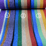 2 inch 50mm Wide Colorful Glitter Striped Elastic Band , Colored Elastic Trim, Elastic Ribbon,  Elastic by the Yard, Sewing Elastic - strapcrafts