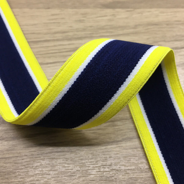 1-inch Heavy Plush Elastic, Stripes Soft Comfortable Sewing Elastic Band -  3 Yards (Blue, 1)