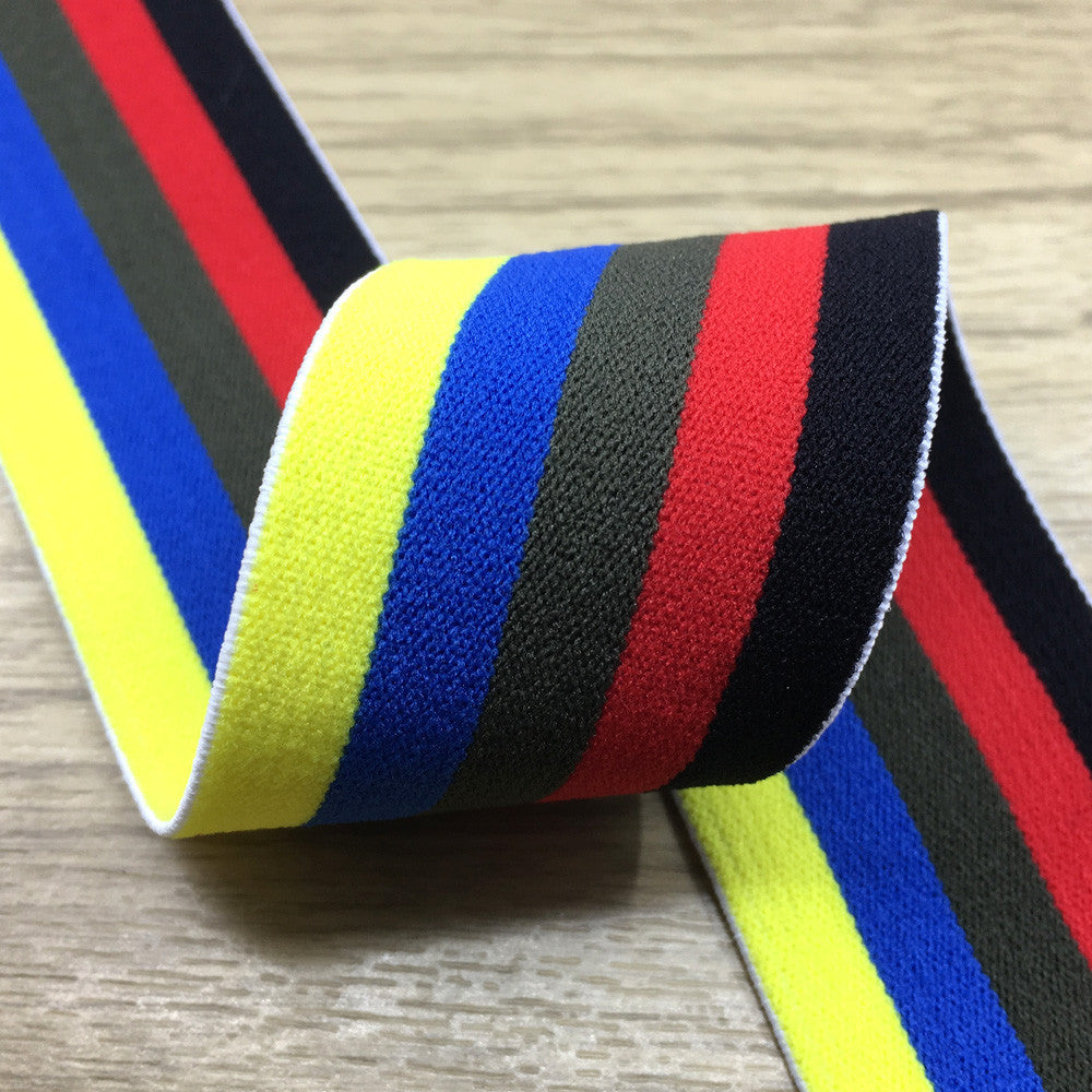 1.5 inch (40mm) Wide Colored Plush Colorful Striped Soft Elastic Band