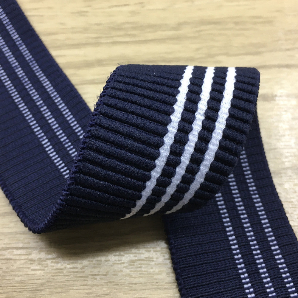 1.5 inch (40mm)  Wide Colored  Plush Ruffled Colorful Striped Elastic Band - 1 Yard - strapcrafts