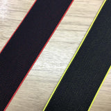 1.5 inch (40mm)  Wide Black Plush Elastic Band With Colored Base- 1 Yard - strapcrafts