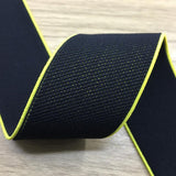 1.5 inch (40mm)  Wide Black Plush Elastic Band With Colored Base- 1 Yard - strapcrafts