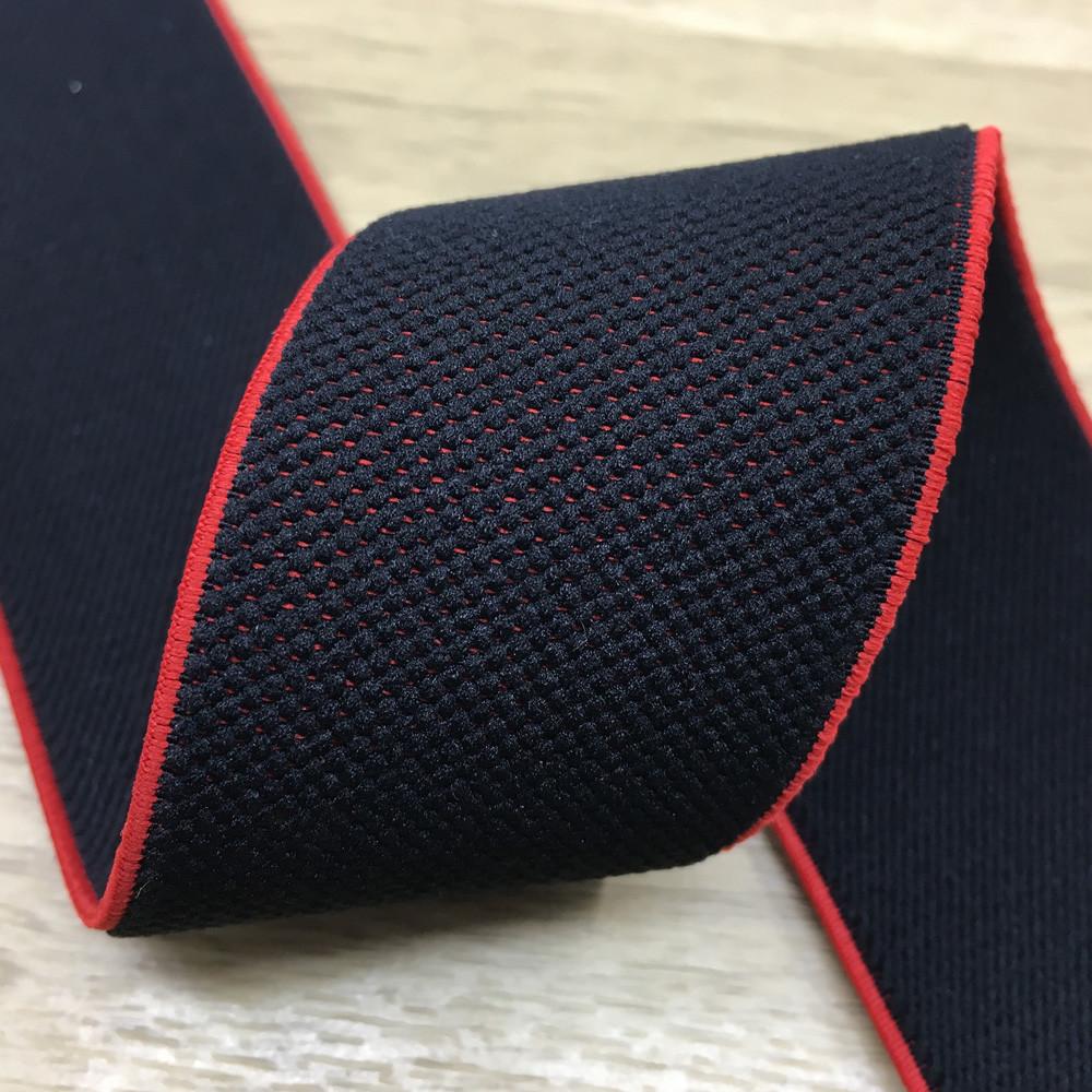 1.5 inch (40mm)  Wide Black Plush Elastic Band With Colored Base- 1 Yard - strapcrafts