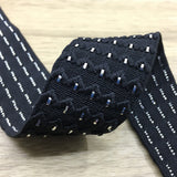 1.5 inch (38 mm) Wide Jacquard Silver Glitter Striped Black Elastic - 1 Yard - strapcrafts