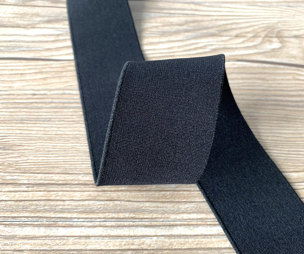 Black Plush Elastic , 11/2 inch 40mm wide Sewing Elastic Band, Waistband Elastic