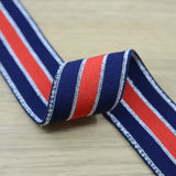 1.5inch 40mm Blue  Glitter Striped Elastic Band , Colored Elastic Trim, Elastic Ribbon,  Elastic by the Yard, - strapcrafts