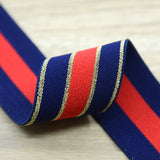 1.5inch 40mm Blue  Glitter Striped Elastic Band , Colored Elastic Trim, Elastic Ribbon,  Elastic by the Yard, - strapcrafts