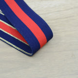 1.5inch 40mm Blue  Glitter Striped Elastic Band , Colored Elastic Trim, Elastic Ribbon,  Elastic by the Yard, - strapcrafts