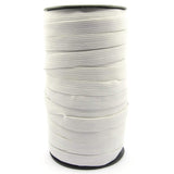 3/8", 1/4", 1/2" width by50-Yard White and Black Braided Flat Polyester Elastic Spool - strapcrafts