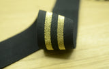 1.5" 38mm Wide Glitter Striped Waistband Elastic by the Yard, Black Plush Elastic - strapcrafts