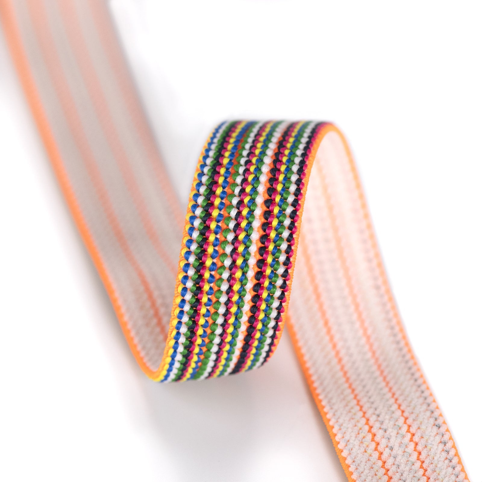 1 inch 25mm Colorful Braided Stripes Latex-free Elastic Band , Colored