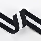 1.5 inch 38mm wide black and white matte plush stripe elastic band - 1 yard