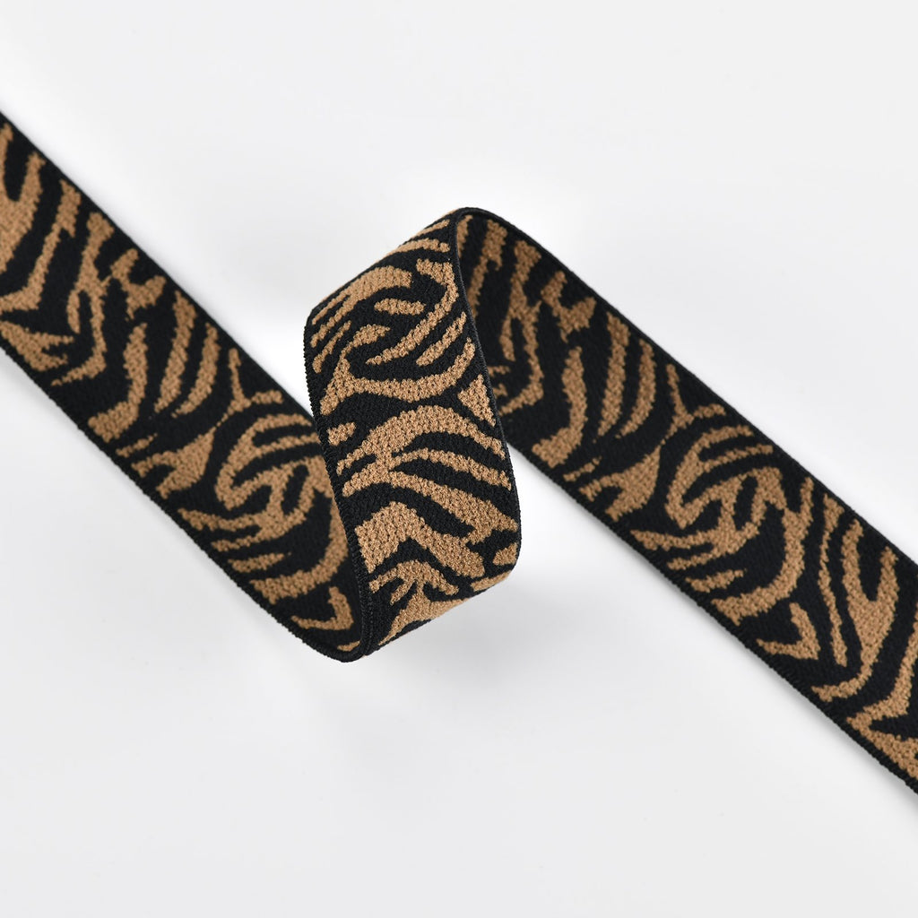 40mm wide Leopard Jacquard Printed Elastic Ribbon Belt
