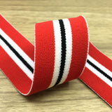 1.5 inch (40mm)  Wide Colored  Plush Red, White and Black Striped Elastic Band - strapcrafts