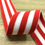 1.5 inch (40mm)  Wide Colored  Plush Red and White Striped Elastic Band- 1Yard - strapcrafts