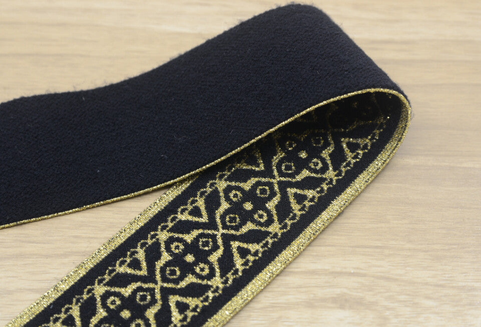 2 inch 50mm Wide Colorful Embroidery Jacquard Glitter Elastic Band - 1 Yard