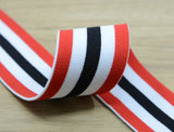 1.5 inch (40mm) Wide Colored  Plush White Black and Red Striped Elastic Band - strapcrafts