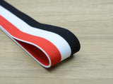 1.5 inch (40mm) Wide Colored Plush Red White and Black Striped Elastic Band, Soft Waistband Elastic, Elastic Trim, Sewing Elastic - strapcrafts