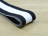 1.5 inch (40mm) Colored Plush White and Black Wide Striped Elastic Band, Soft Waistband Elastic, Elastic Trim, Sewing Elastic - strapcrafts
