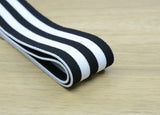 1.5 inch (40mm) Wide Colored Plush White and Black Striped Elastic Band, Soft Waistband Elastic, Elastic Trim, Sewing Elastic - strapcrafts
