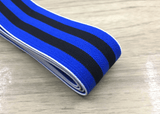 1.5 inch (40mm) Colored Plush Black and Blue Wide Stripe Soft Elastic Band - strapcrafts