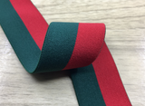 1.5 inch (40mm) Wide Colored Plush Green and Red Stripe Soft Elastic Band - strapcrafts