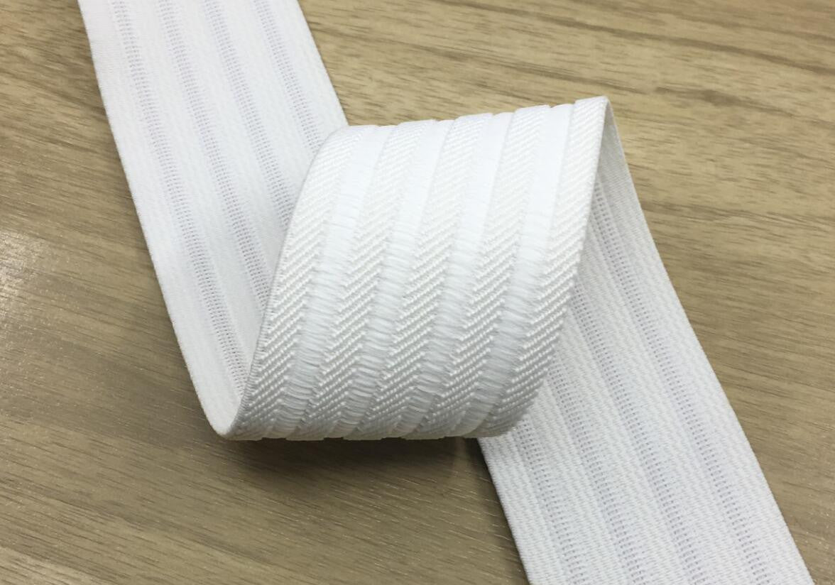 1 Wide Ribbed, Waistband Elastic by the Yard, Non-roll, White