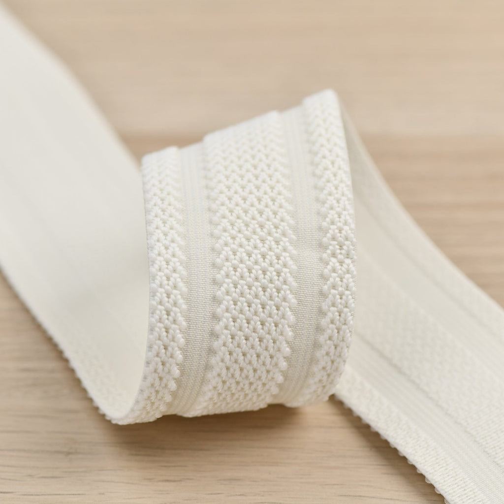 2 inch (50mm) Wide Cream Color/White Weaving Elastic Band-1 yard